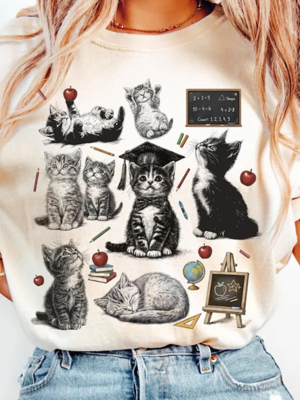 Funny Teacher Cat Shirt, Cute Back To School Shirt, Teacher Shirt Gift